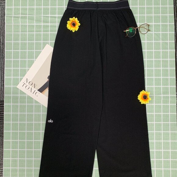 Alo Yoga Black Wide Leg Pants High Quality Office Athleisure Home Wear (Regular) - Picture 5 of 8